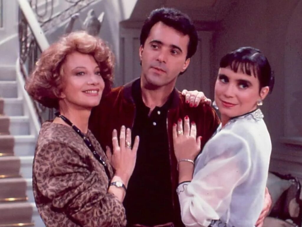 Glória Menezes, Tony Ramos e Regina Duarte, protagonistas da novela “Rainha da Sucata”