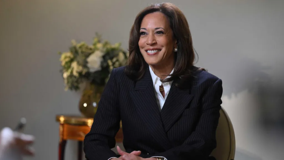 Kamala Harris A ex-vice-presidente dos EUA, Kamala Harris, durante entrevista à BBC