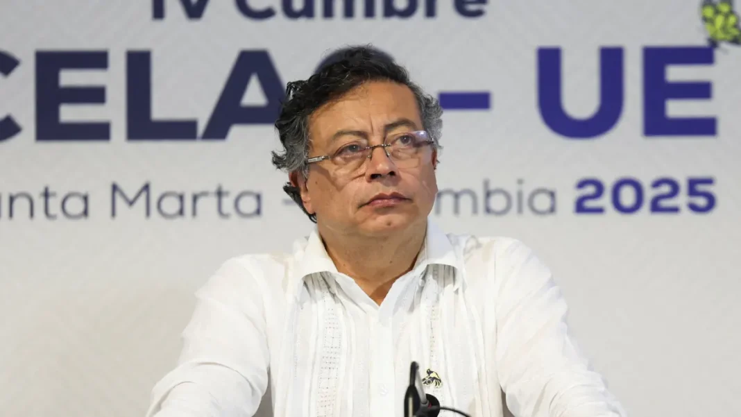 Gustavo Petro, presidente da Colômbia, durante pronunciamento