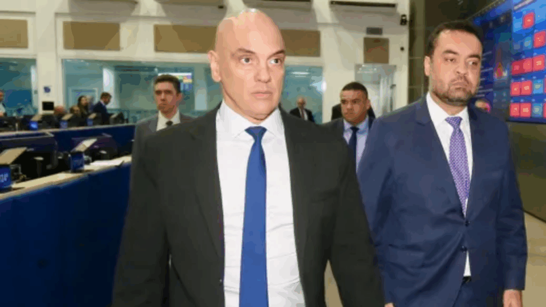 O ministro Alexandre de Moraes, do STF, e o governador do Rio, Cláudio Castro, caminham juntos