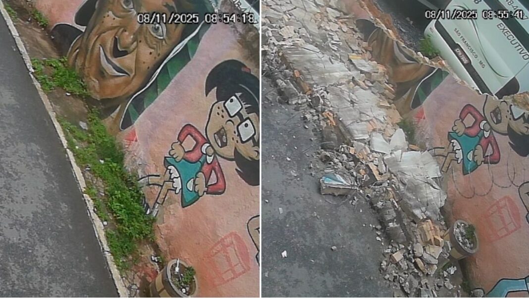 A imagem é dividida verticalmente em duas partes, mostrando o 